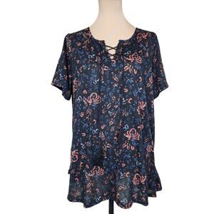 Vintage Lace Up XL Boho Top